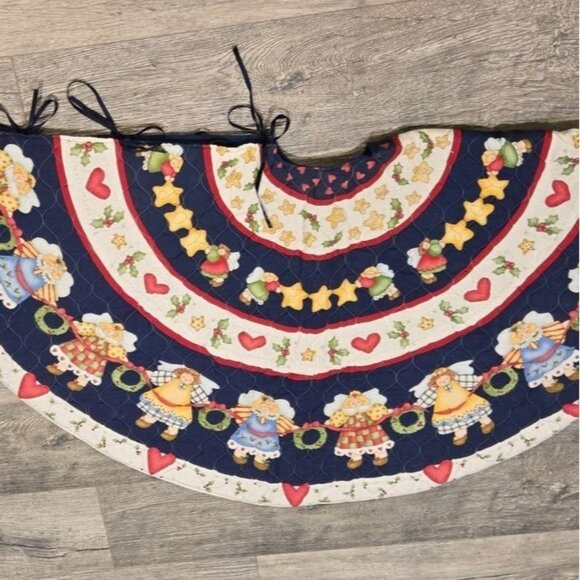 VTG Joyful Angels Tree Skirt by Dianna Marcum Printed quilted Country primitive - Picture 2 of 11
